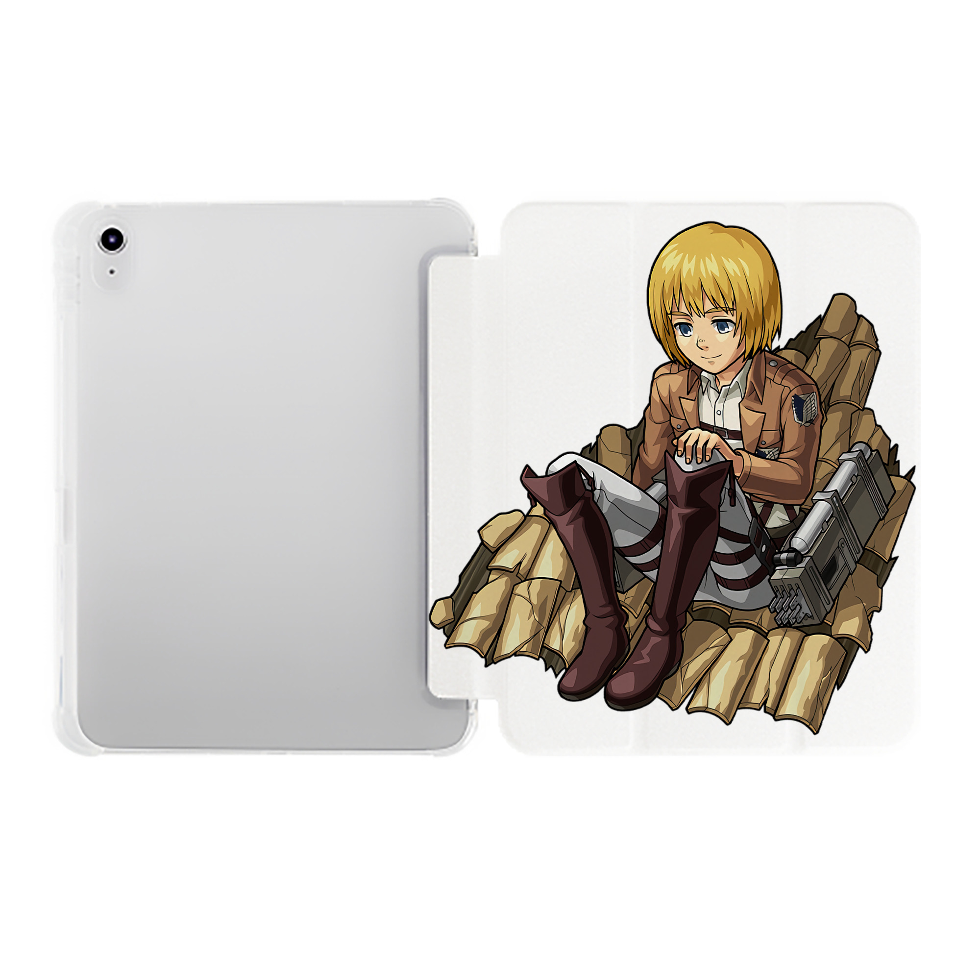 （画像用） 進撃の巨人 アルミン·アルレルト Attack on Titan Armin Arlert IPad ケース ペン収納付き 三つ折りスタンド PUレザー×シリコン 対応機種9.5/10.5/10.9インチ